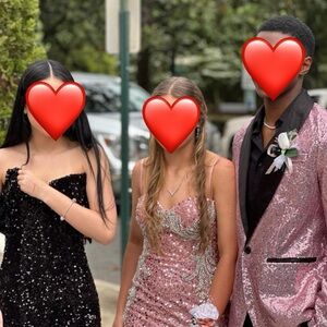 Sequin Black and Pink Formal Dresses